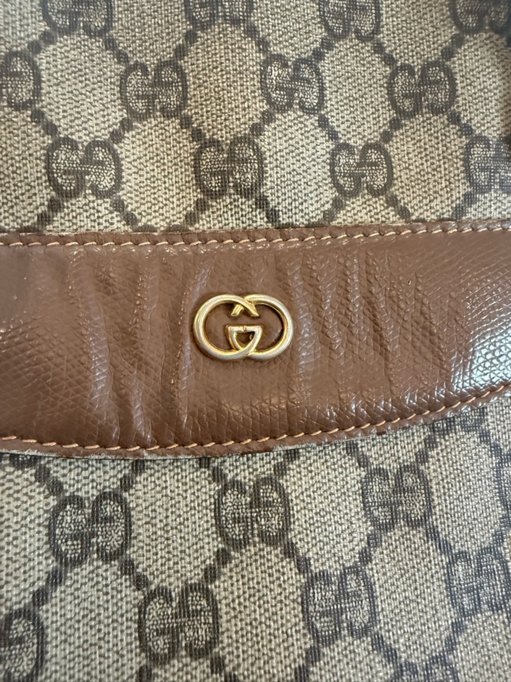 Authentic Gucci Vintage Supreme Tote w/Brown leather trim - Picture 2 of 12